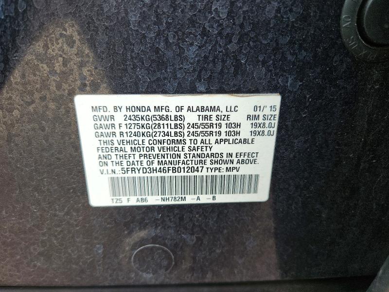 61619886 :رقم المزاد ، 5FRYD3H46FB012047 vin ، 2015 Acura Mdx مزاد بيع