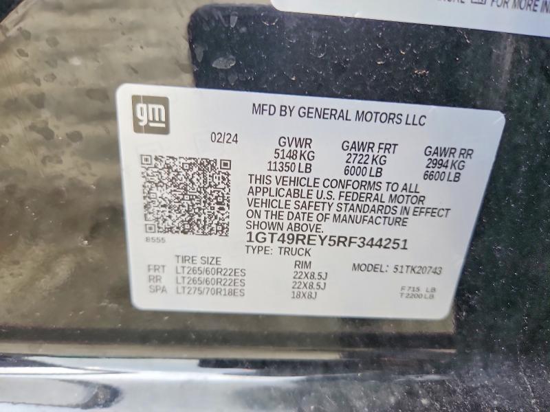 Продажа на аукционе авто 2024 Gmc Sierra, vin: 1GT49REY5RF344251, номер лота: 62283426