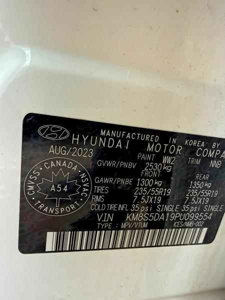 2023 Hyundai Santa Fe მანქანა იყიდება აუქციონზე, vin: KM8S5DA19PU099554, აუქციონის ნომერი: 60777636