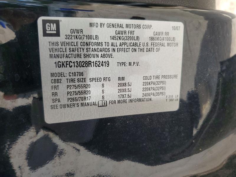 62282096 :رقم المزاد ، 1GKFC13028R162419 vin ، 2008 Gmc Yukon مزاد بيع