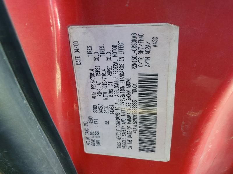 Продажа на аукционе авто 2000 Toyota Tacoma, vin: 4TAVL52N0YZ663865, номер лота: 60500196