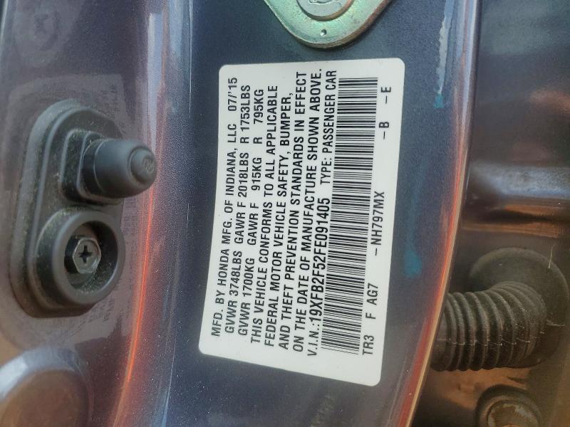 59304086 :رقم المزاد ، 19XFB2F52FE091405 vin ، 2015 Honda Civic مزاد بيع