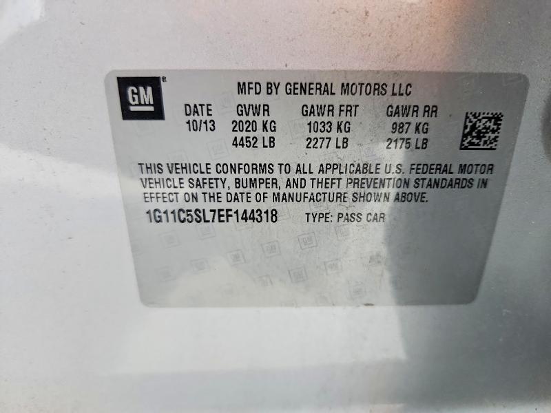 58064876 :رقم المزاد ، 1G11C5SL7EF144318 vin ، 2014 Chevrolet Malibu مزاد بيع