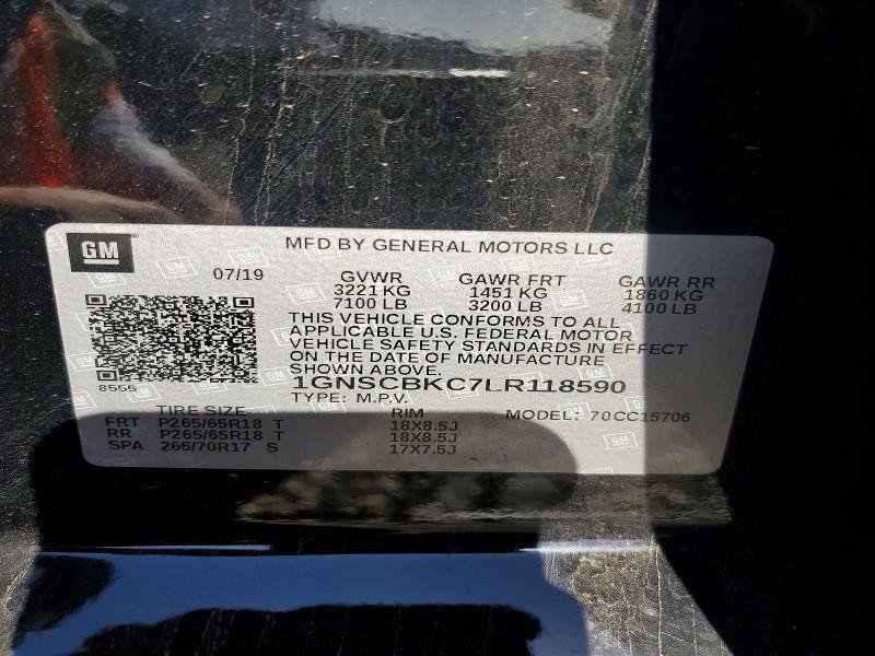 61781736 :رقم المزاد ، 1GNSCBKC7LR118590 vin ، 2020 Chevrolet Tahoe مزاد بيع