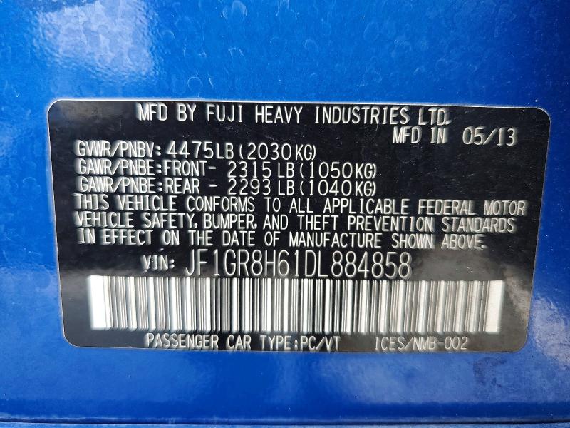Aukcja sprzedaży 2013 Subaru Impreza, vin: JF1GR8H61DL884858, numer aukcji: 62666196