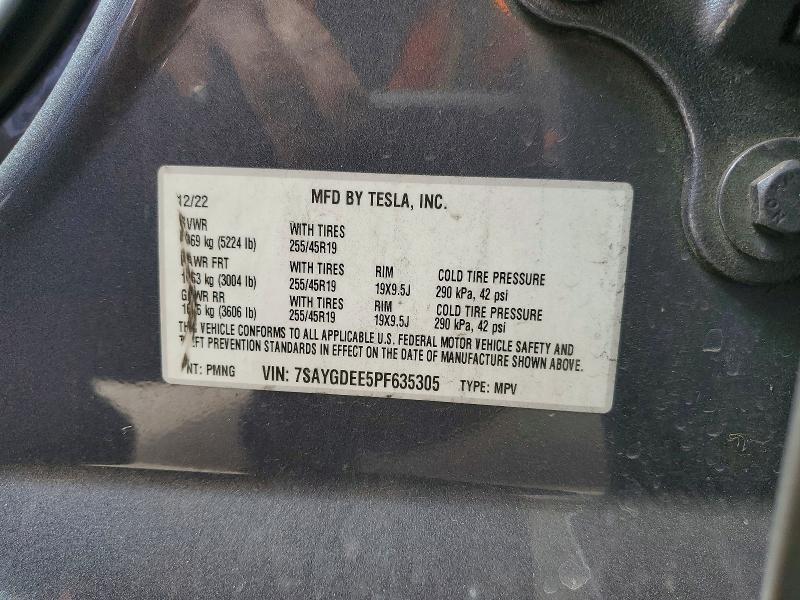 Продажа на аукционе авто 2023 Tesla Model Y, vin: 7SAYGDEE5PF635305, номер лота: 59901446