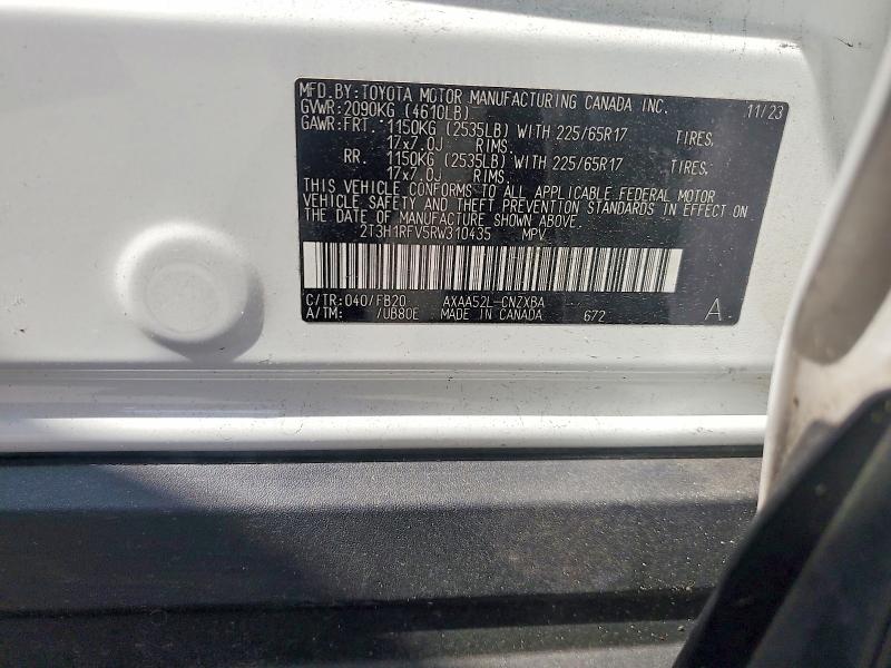 Продажа на аукционе авто 2024 Toyota Rav4, vin: 2T3H1RFV5RW310435, номер лота: 59786896