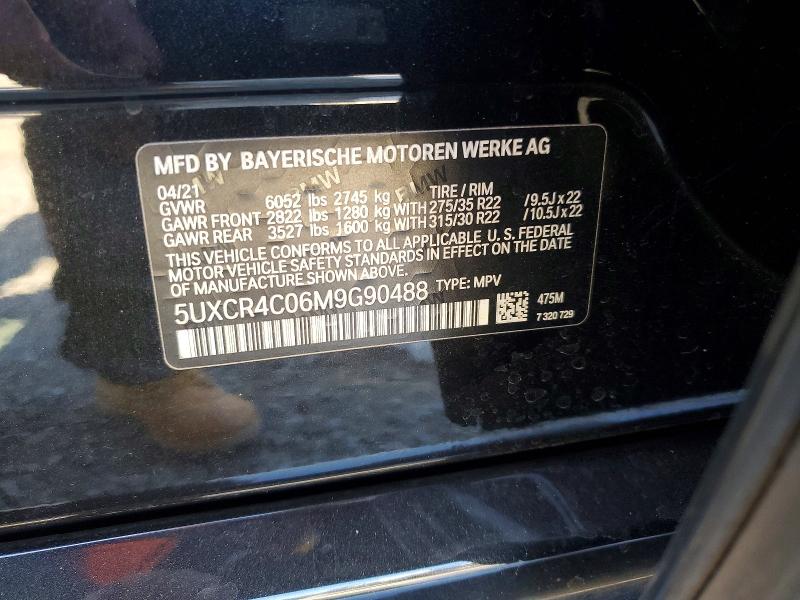 62445696 :رقم المزاد ، 5UXCR4C06M9G90488 vin ، 2021 Bmw X5 مزاد بيع