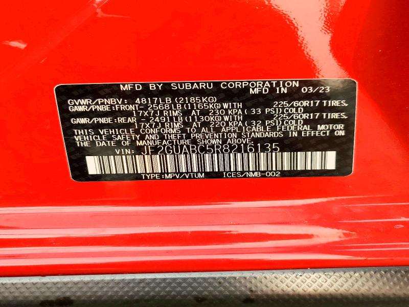 Aukcja sprzedaży 2024 Subaru Crosstrek, vin: JF2GUABC5R8216135, numer aukcji: 61492486