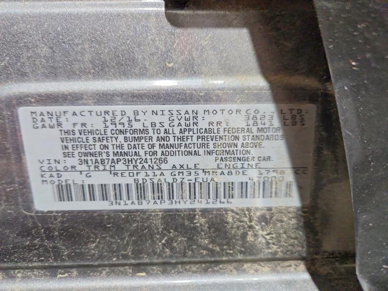 Aukcja sprzedaży 2017 Nissan Sentra, vin: 3N1AB7AP3HY241266, numer aukcji: 61237126