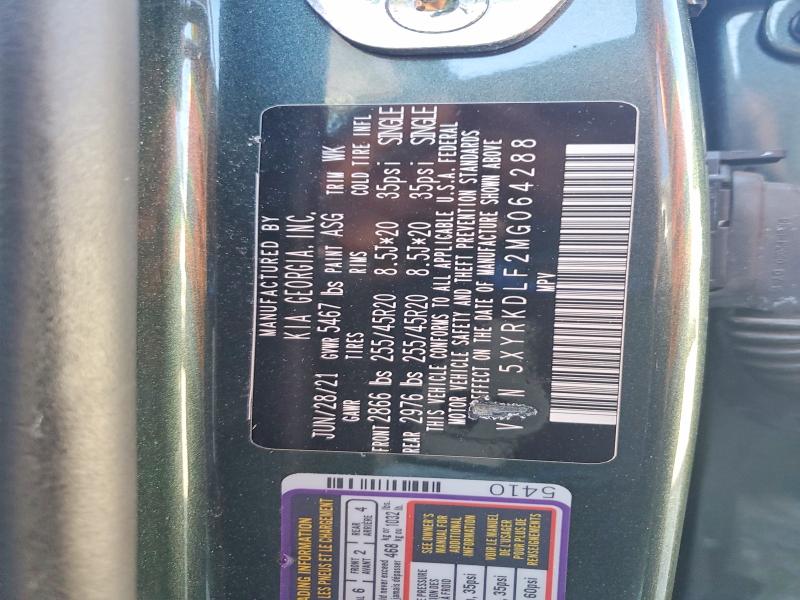 60142256 :رقم المزاد ، 5XYRKDLF2MG064288 vin ، 2021 Kia Sorento مزاد بيع