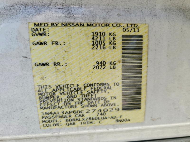 Продажа на аукционе авто 2013 Nissan Altima, vin: 1N4AL3AP6DC274029, номер лота: 59852326