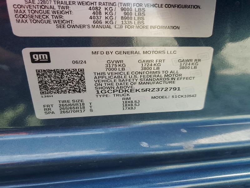 Продаж на аукціоні авто 2024 Chevrolet Silverado, vin: 1GCPDKEK5RZ372791, номер лоту: 62287866
