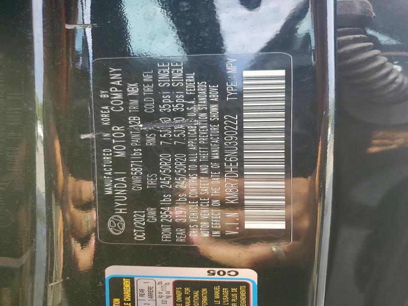 2022 Hyundai Palisade მანქანა იყიდება აუქციონზე, vin: KM8R7DHE6NU390222, აუქციონის ნომერი: 62983616