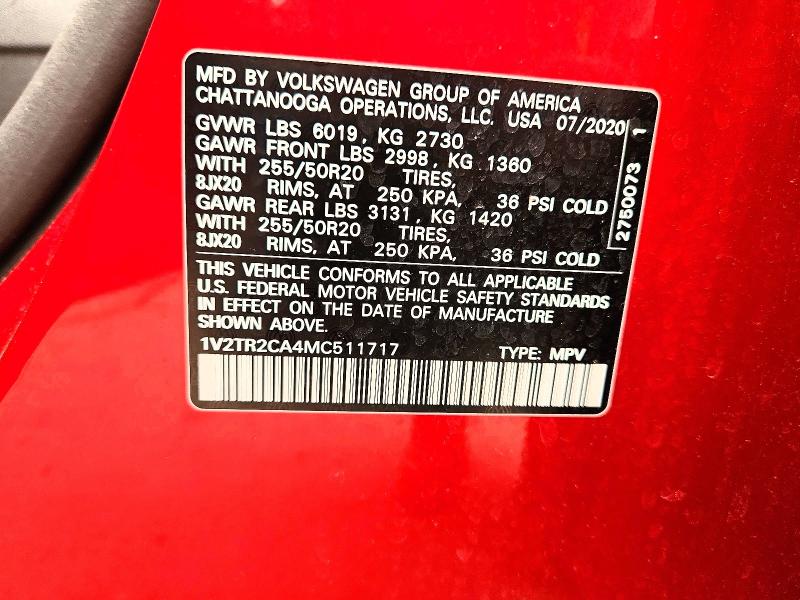 2021 Volkswagen Atlas მანქანა იყიდება აუქციონზე, vin: 1V2TR2CA4MC511717, აუქციონის ნომერი: 61080946
