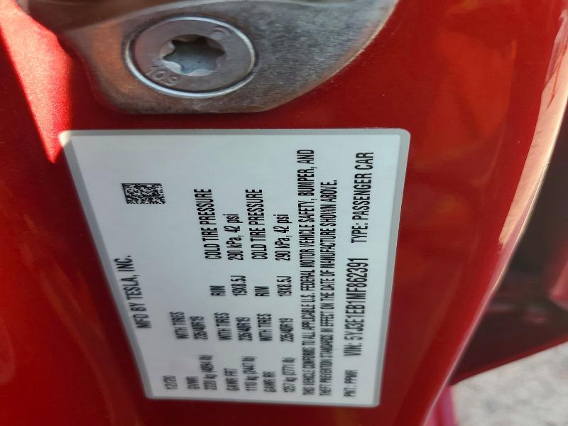 60570136 :رقم المزاد ، 5YJ3E1EB1MF862391 vin ، 2021 Tesla Model 3 مزاد بيع