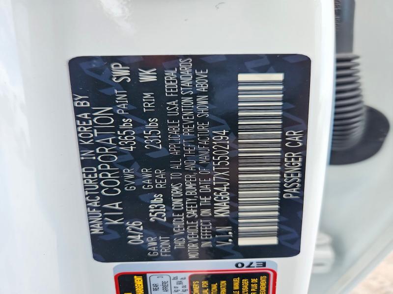 Aukcja sprzedaży 2026 Kia K5, vin: KNAG64J7XT5502194, numer aukcji: 59901696