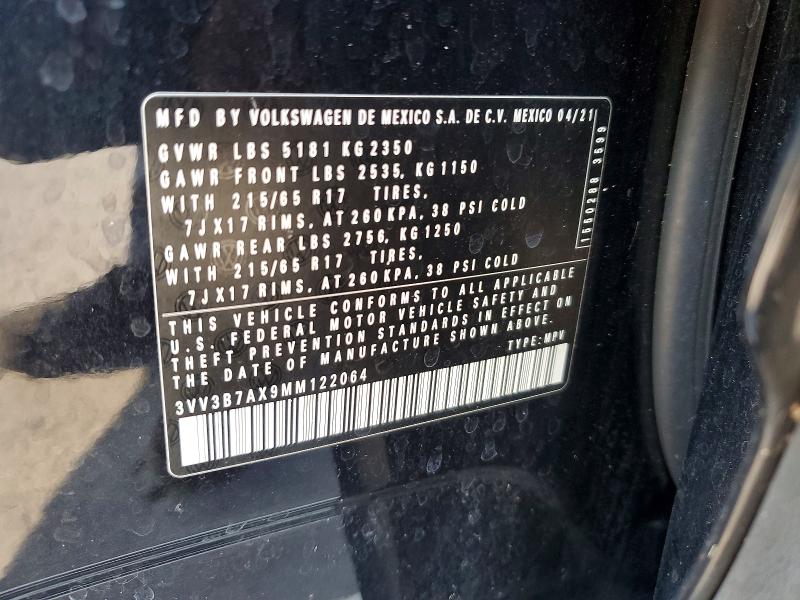 62035456 :رقم المزاد ، 3VV3B7AX9MM122064 vin ، 2021 Volkswagen Tiguan مزاد بيع