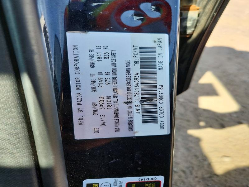 Aukcja sprzedaży 2012 Mazda 3, vin: JM1BL1L78C1646934, numer aukcji: 60814836