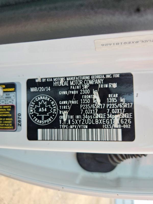 Aukcja sprzedaży 2014 Hyundai Santa Fe Sport, vin: 5XYZUDLBXEG181626, numer aukcji: 60849606