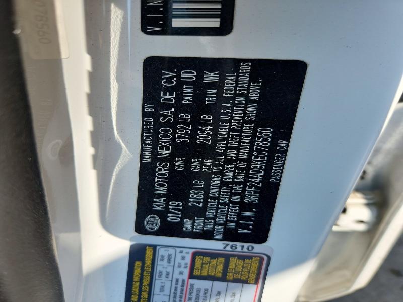 59229496 :رقم المزاد ، 3KPF24AD9KE078560 vin ، 2019 Kia Forte مزاد بيع