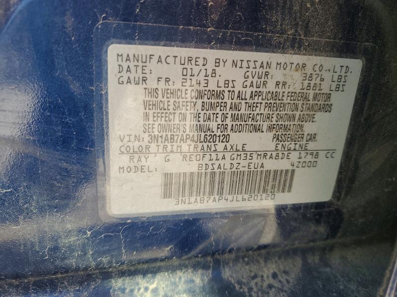 63286326 :رقم المزاد ، 3N1AB7AP4JL620120 vin ، 2018 Nissan Sentra مزاد بيع