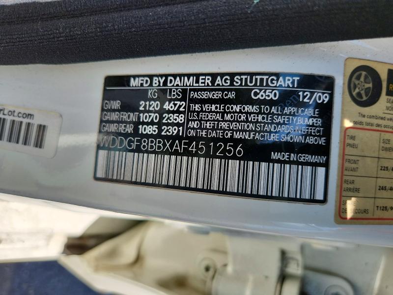 61899896 :رقم المزاد ، WDDGF8BBXAF451256 vin ، 2010 Mercedes-benz C مزاد بيع