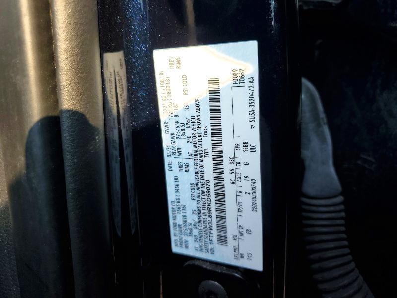2024 Ford F150 მანქანა იყიდება აუქციონზე, vin: 1FTFW3L89RKD59070, აუქციონის ნომერი: 61938136