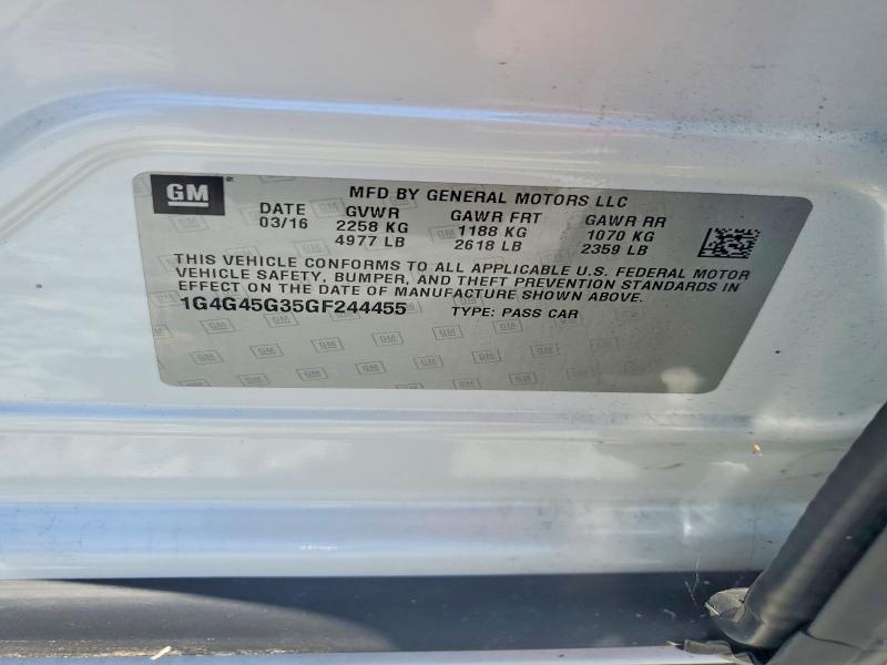 62070286 :رقم المزاد ، 1G4G45G35GF244455 vin ، 2016 Buick Lacrosse مزاد بيع