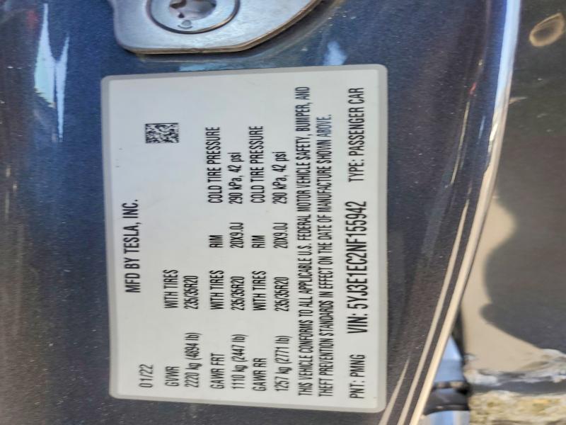 Auction sale of the 2022 Tesla Model 3, vin: 5YJ3E1EC2NF155942, lot number: 62448706