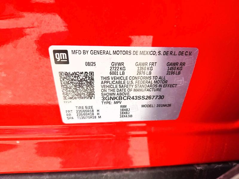 Продажа на аукционе авто 2025 Chevrolet Blazer, vin: 3GNKBCR43SS267730, номер лота: 85605585