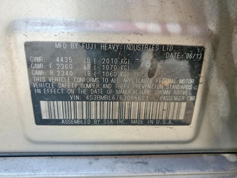 61730446 :رقم المزاد ، 4S3BMBL67E3006621 vin ، 2014 Subaru Legacy مزاد بيع