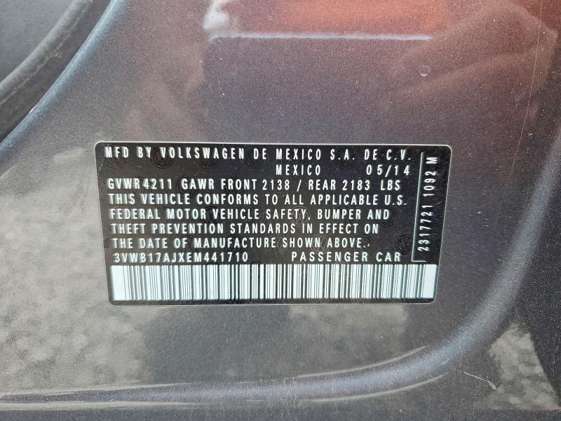 85631675 :رقم المزاد ، 3VWB17AJXEM441710 vin ، 2014 Volkswagen Jetta مزاد بيع