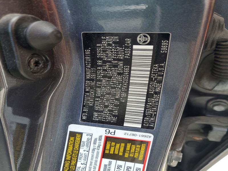 Aukcja sprzedaży 2012 Toyota Camry, vin: 4T1BF1FK4CU504663, numer aukcji: 60144276