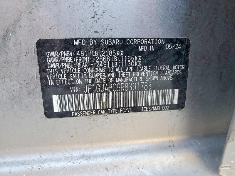 Aukcja sprzedaży 2024 Subaru Impreza, vin: JF1GUABC9R8391783, numer aukcji: 61148736