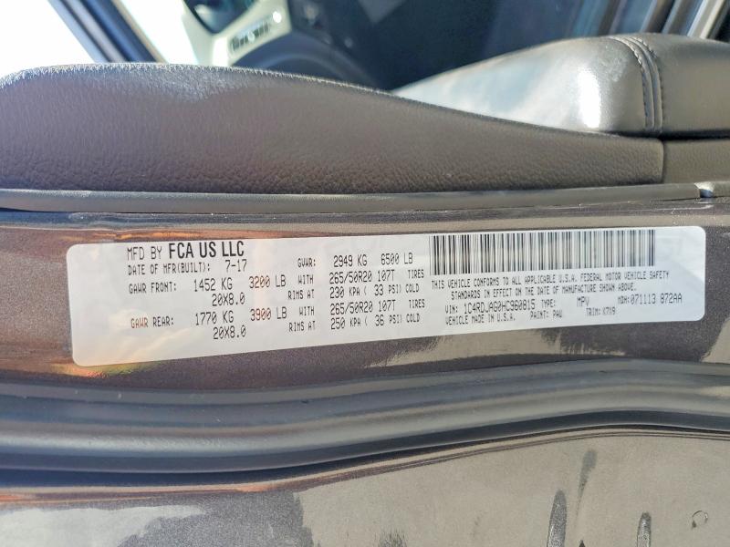 Aukcja sprzedaży 2017 Dodge Durango, vin: 1C4RDJAG0HC960815, numer aukcji: 60269196