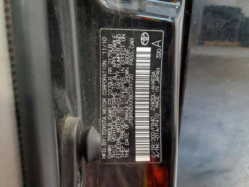 Aukcja sprzedaży 2011 Toyota Prius, vin: JTDKN3DU0B0249720, numer aukcji: 60503876