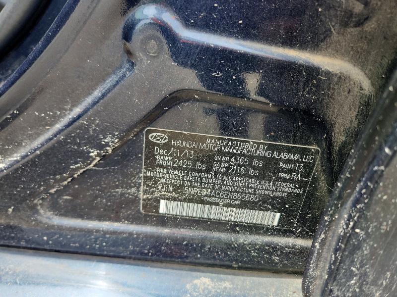 2014 Hyundai Sonata მანქანა იყიდება აუქციონზე, vin: 5NPEB4AC6EH865680, აუქციონის ნომერი: 60760586