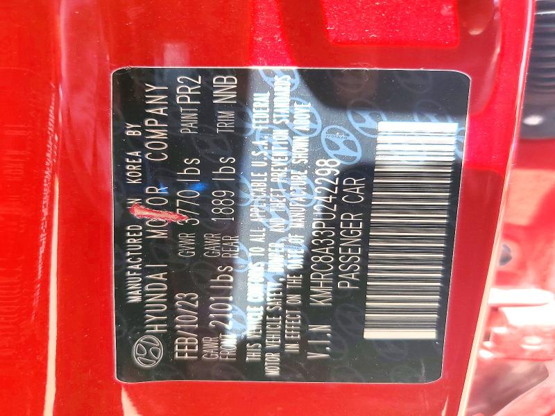 59916706 :رقم المزاد ، KMHRC8A33PU242298 vin ، 2023 Hyundai Venue مزاد بيع
