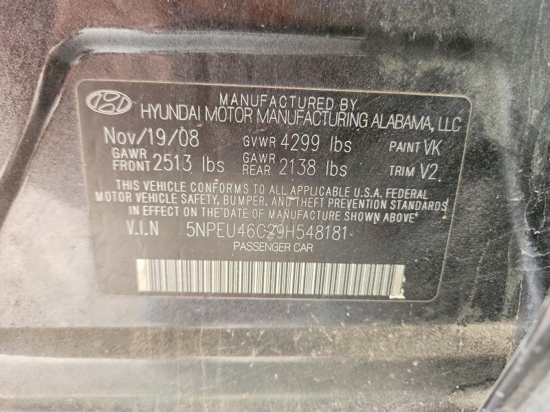 60389596 :رقم المزاد ، 5NPEU46C29H548181 vin ، 2009 Hyundai Sonata مزاد بيع
