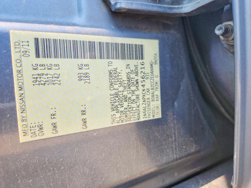Продаж на аукціоні авто 2012 Nissan Altima, vin: 1N4AL2APXCN456216, номер лоту: 61025386
