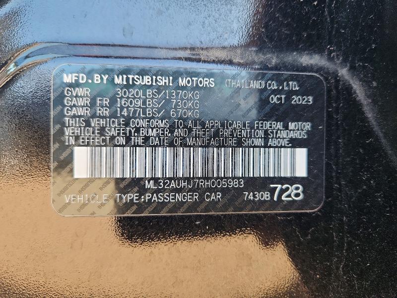 Aukcja sprzedaży 2024 Mitsubishi Mirage, vin: ML32AUHJ7RH005983, numer aukcji: 62799356