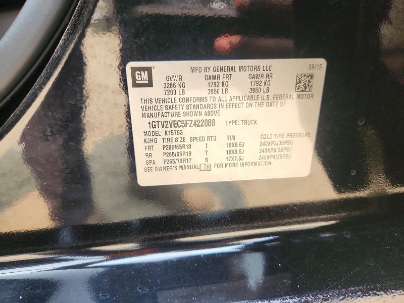 2015 Gmc Sierra მანქანა იყიდება აუქციონზე, vin: 1GTV2VEC5FZ422088, აუქციონის ნომერი: 61109866