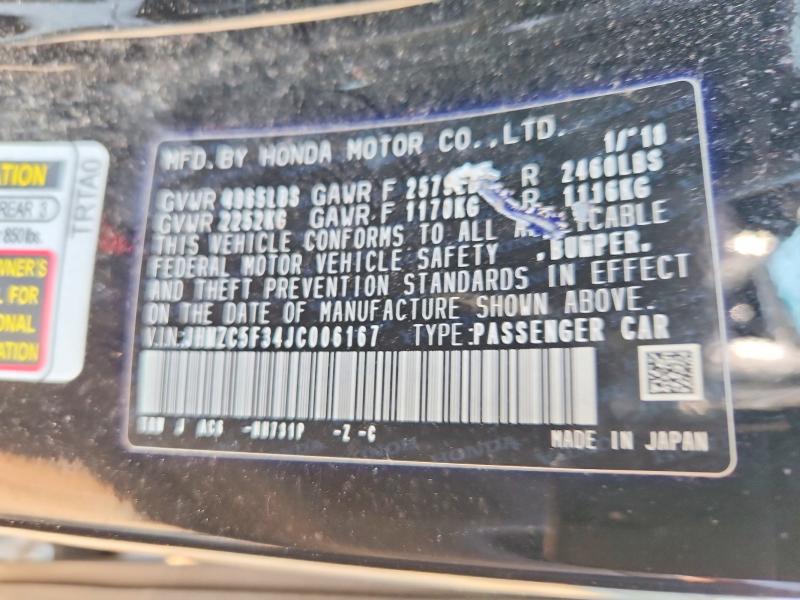 Продаж на аукціоні авто 2018 Honda Clarity, vin: JHMZC5F34JC006167, номер лоту: 62668996