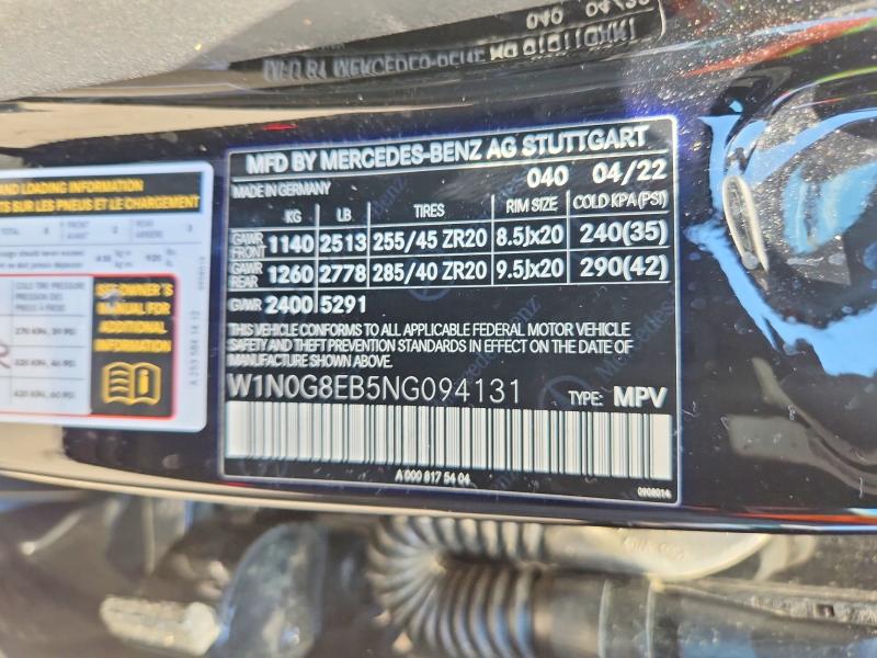 Продажа на аукционе авто 2022 Mercedes-benz Glc, vin: W1N0G8EB5NG094131, номер лота: 60439506