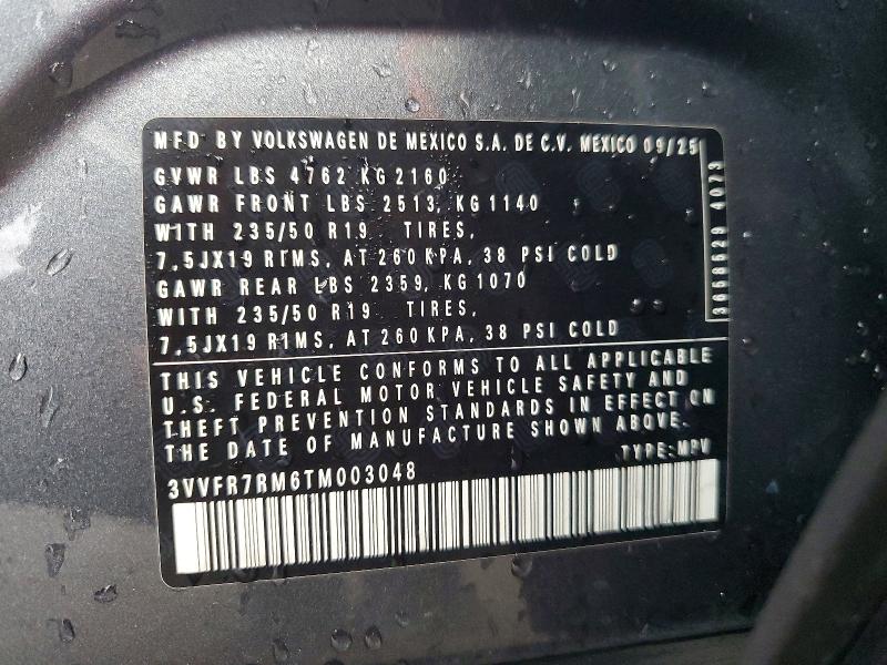 Aukcja sprzedaży 2026 Volkswagen Tiguan, vin: 3VVFR7RM6TM003048, numer aukcji: 61685886