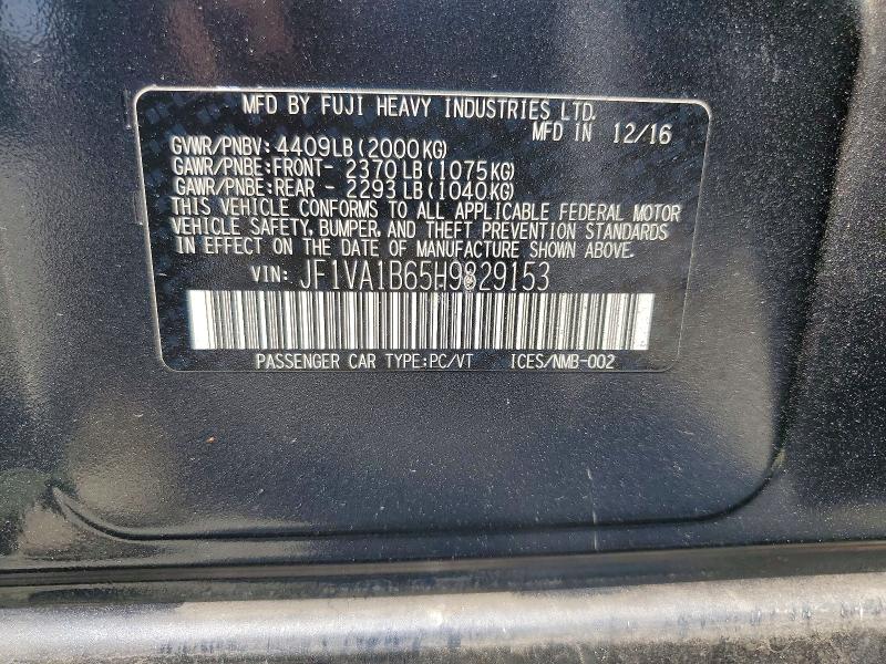 Продаж на аукціоні авто 2017 Subaru Wrx, vin: JF1VA1B65H9829153, номер лоту: 63424986