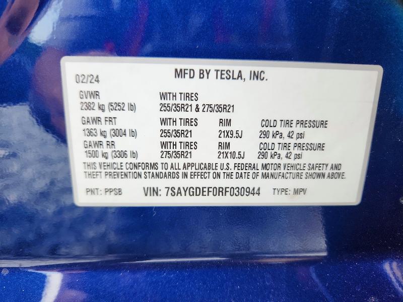 Aukcja sprzedaży 2024 Tesla Model Y, vin: 7SAYGDEF0RF030944, numer aukcji: 60017156