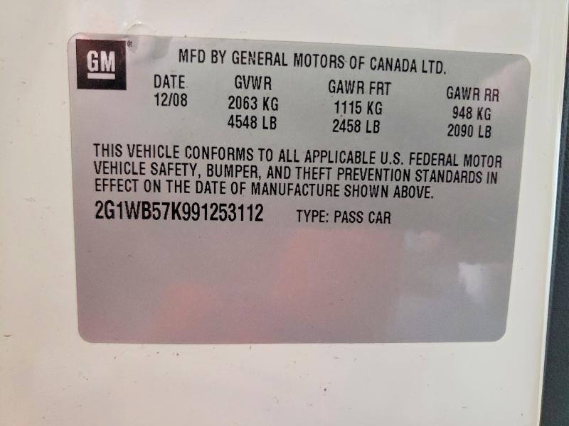 Продажа на аукционе авто 2009 Chevrolet Impala, vin: 2G1WB57K991253112, номер лота: 60754556