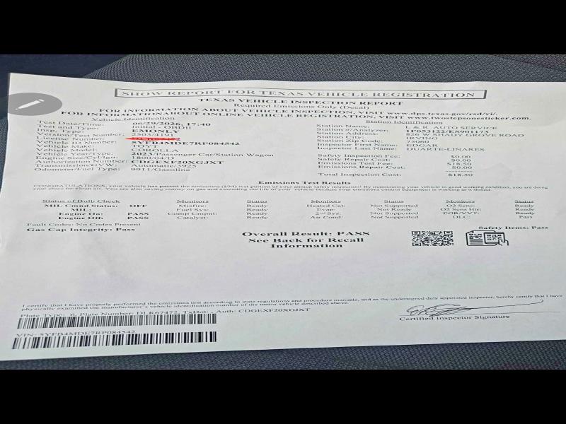 2024 Toyota Corolla მანქანა იყიდება აუქციონზე, vin: 5YFB4MDE7RP084542, აუქციონის ნომერი: 60023126